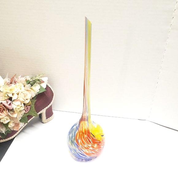 Red Blue & Yellow Swirl Hand Blown Table Decor - Picture 5 of 12